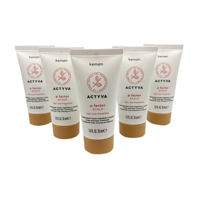 PACK OF FIVE Kemon ACTYVA P Factor Scalp Treatment - 5 x 1 fl oz (5 x 30 ml)