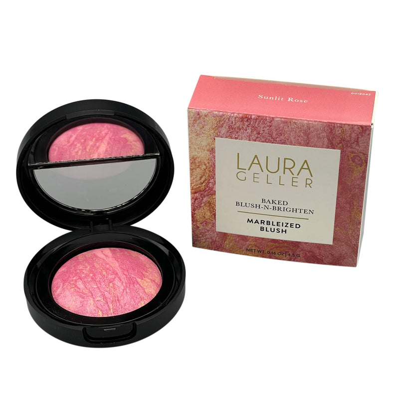 Laura Geller Baked Blush-n-Brighten Marbleized Blush, Sunlit Rose .16oz